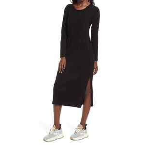 WAYF x BFF Woman's Hollie Long Sleeve Sweater Midi Dress In Black Size S